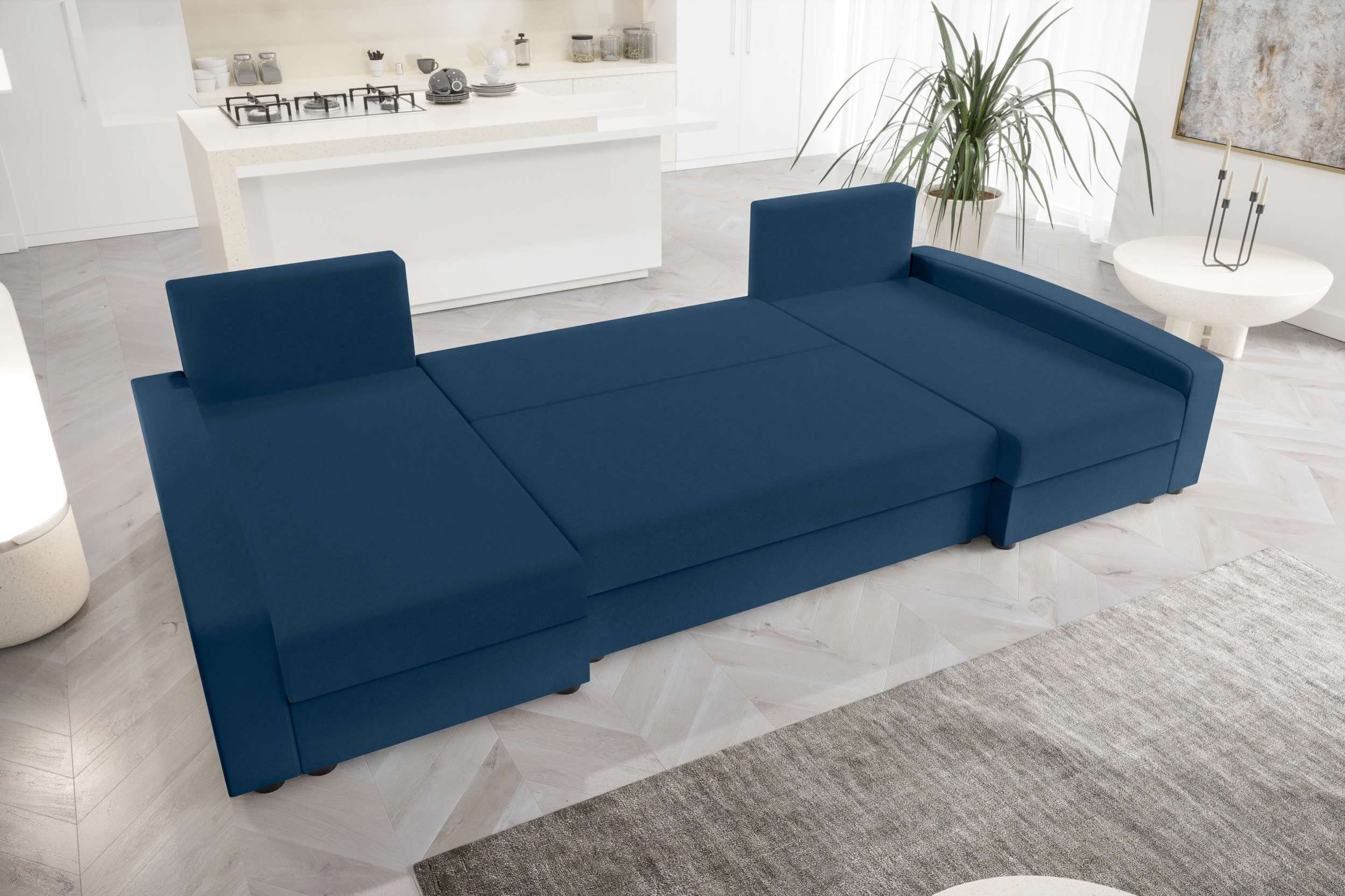Design Modern Eckcouch, Wohnlandschaft mit Stylefy Sitzkomfort, U-Form, Bettkasten, Sofa, Bettfunktion, mit Addison,
