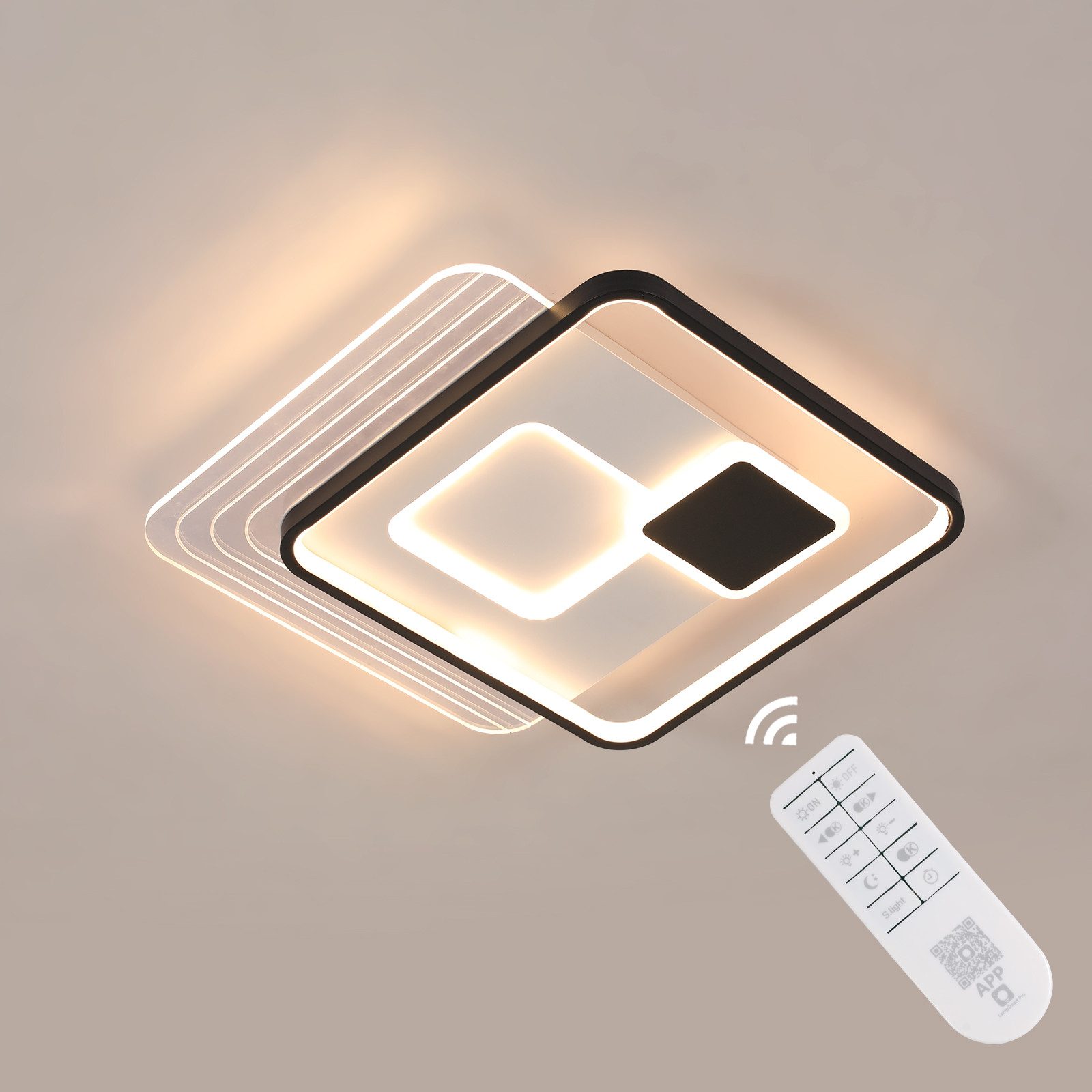 Goeco Deckenleuchte Quadratische LED-Deckenleuchte 45x45cm, dimmbar günstig online kaufen