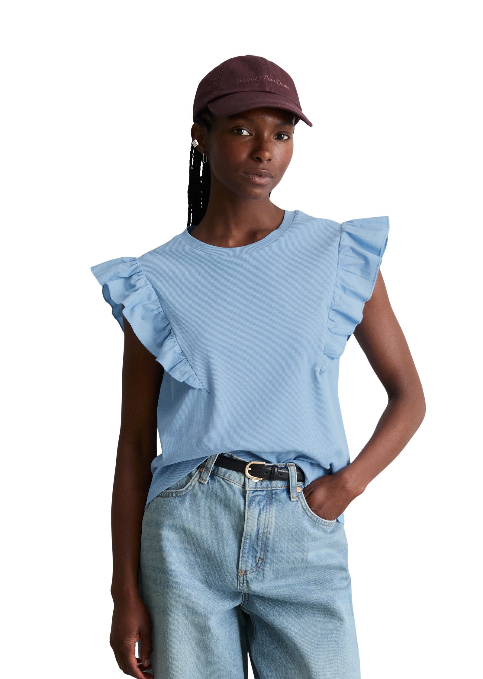 Marc O'Polo DENIM T-Shirt aus weichem Rippjersey