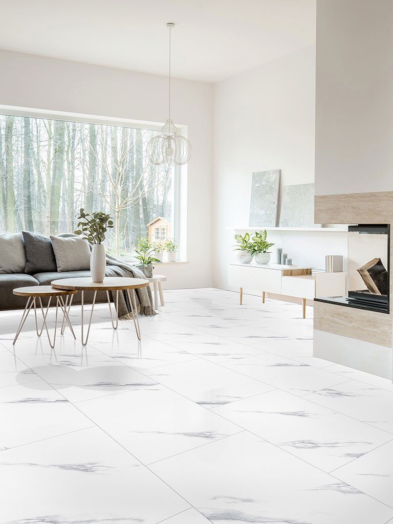 Stilewo Vinylboden 1 m2 Klick-Vinyl Fliese XL inkl. Trittschalldämmung, Fußbodenheizung geeignet, XL Format