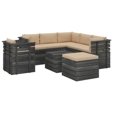 vidaXL Gartenlounge-Set 8-tlg. Garten-Sofagarnitur aus Paletten mit Kissen Kiefernholz, (8-tlg)