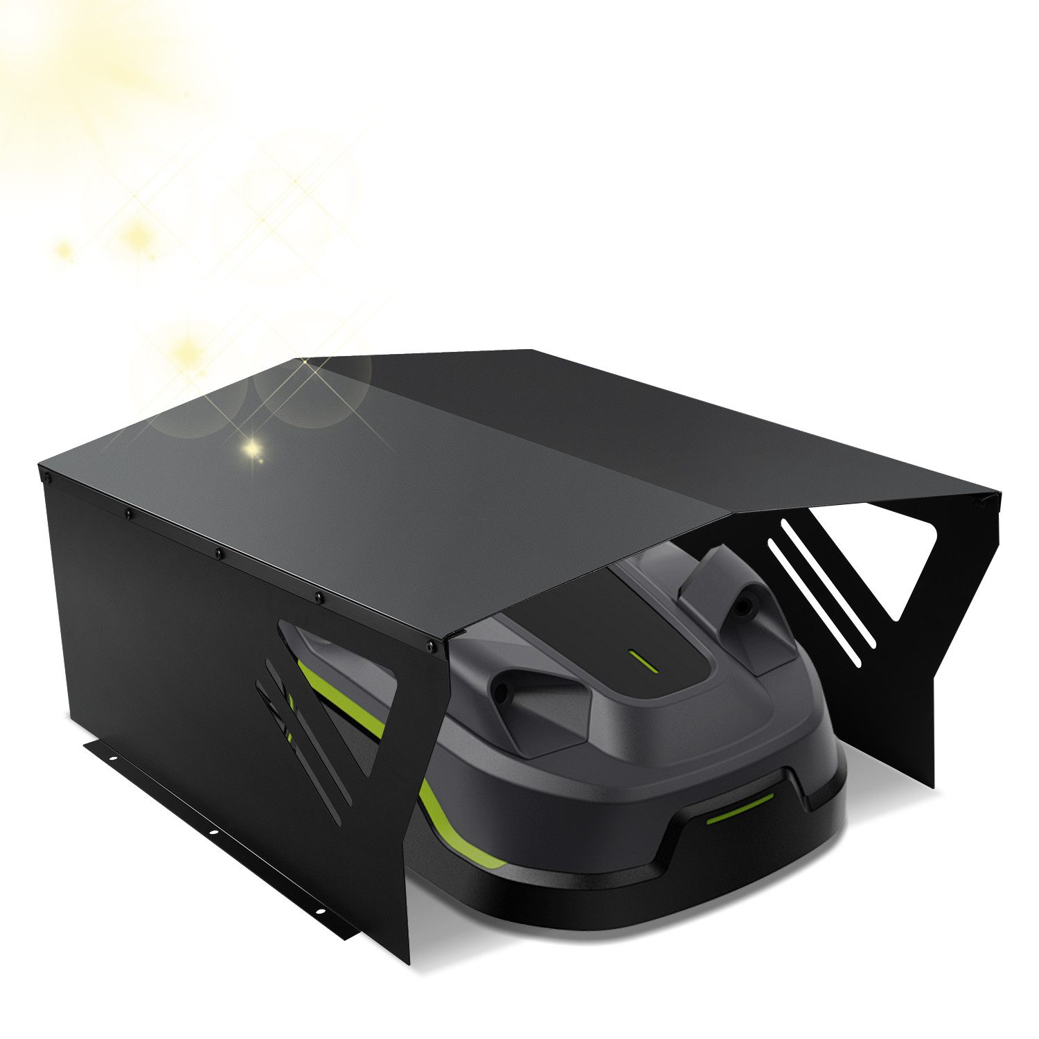 Clanmacy Mähroboter-Garage Rasenmäher Garage Schuppen Mähroboter Dach Regenhaube Carport schwarz