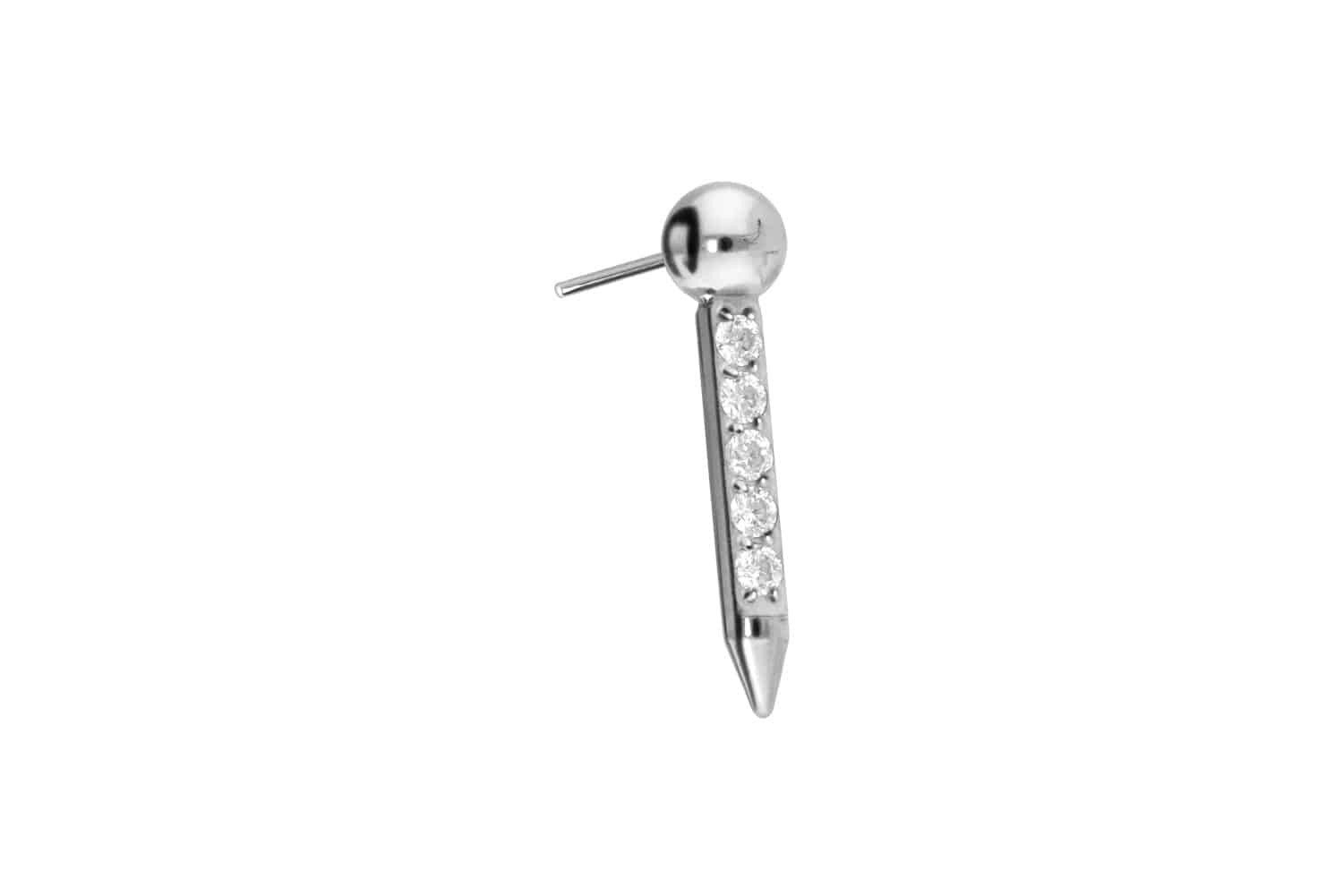 Piercing-Set Titan Aufsatz mit Push Pin NAGEL + EINGEFASSTE KRISTALLE
