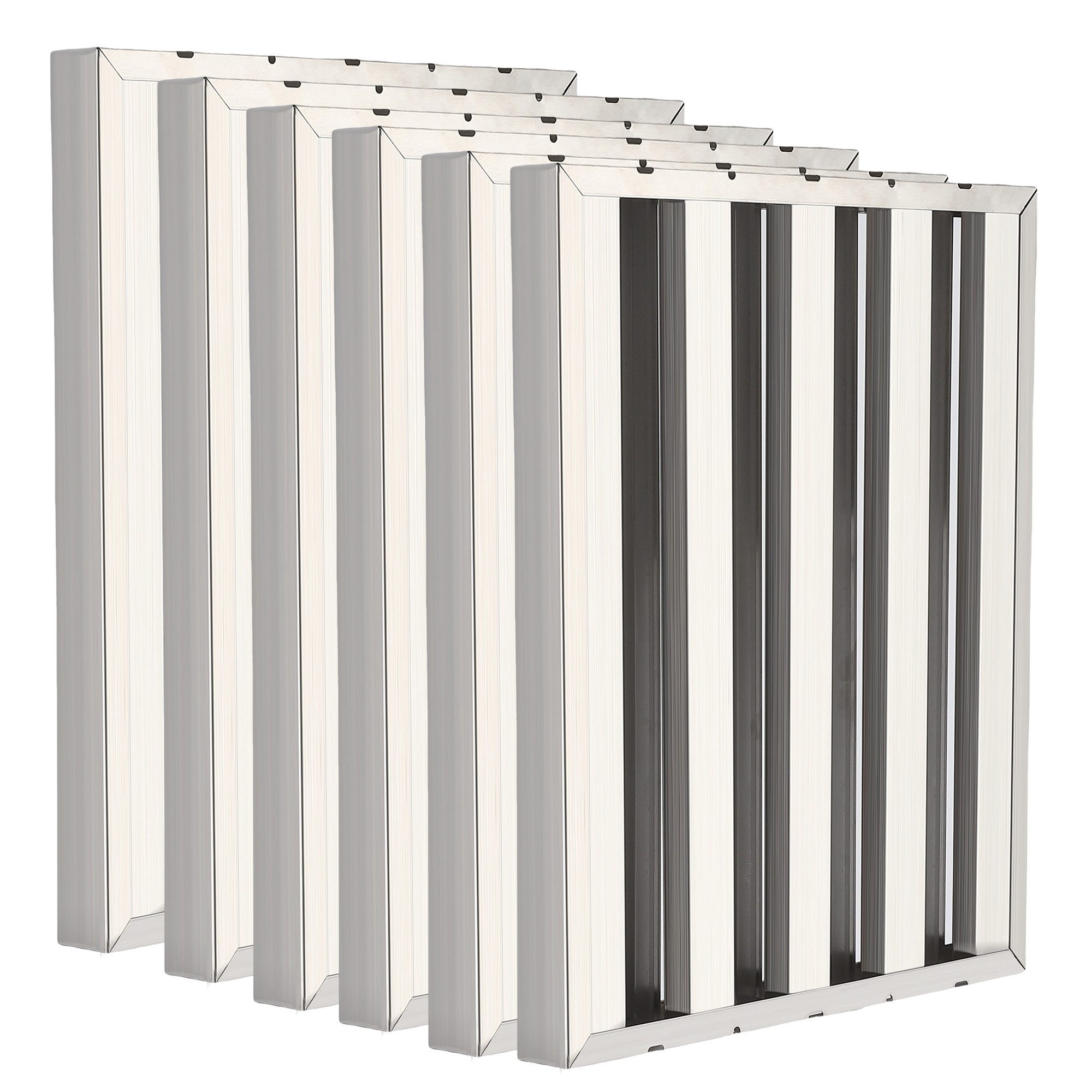 GarveeMore Wasserhahn-Wasserfilter Gewerbl Fettfilter 49,5x49,5cm Edelstahl 6 Rillen