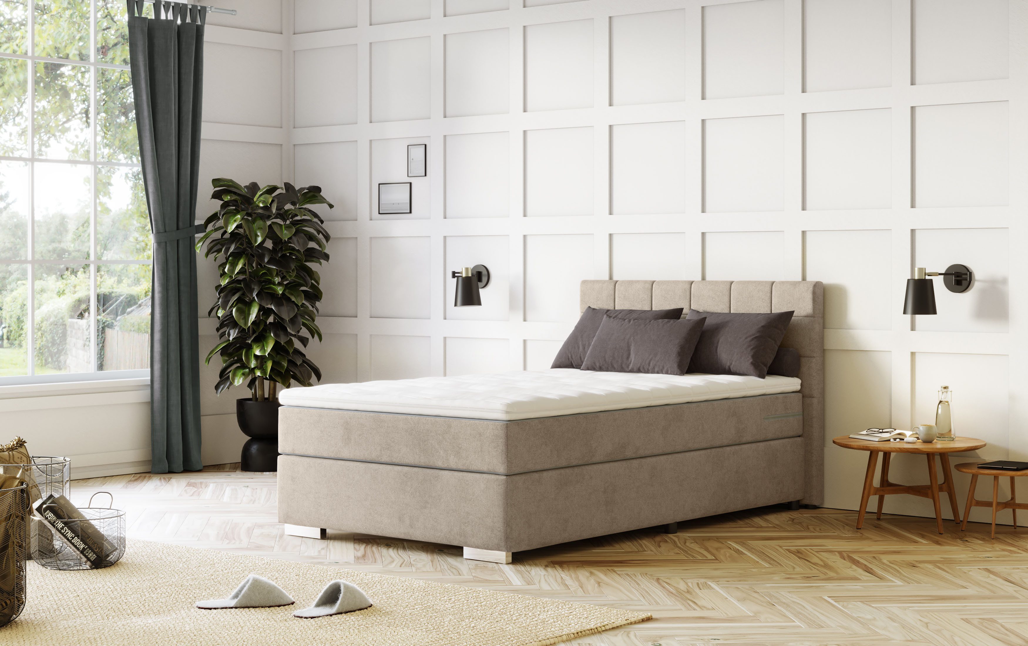 COTTA Boxspringbett Simba erhältlich in verschiedenen Breiten, Farben und Härtegraden, Bezugsstoff: Struktur fein