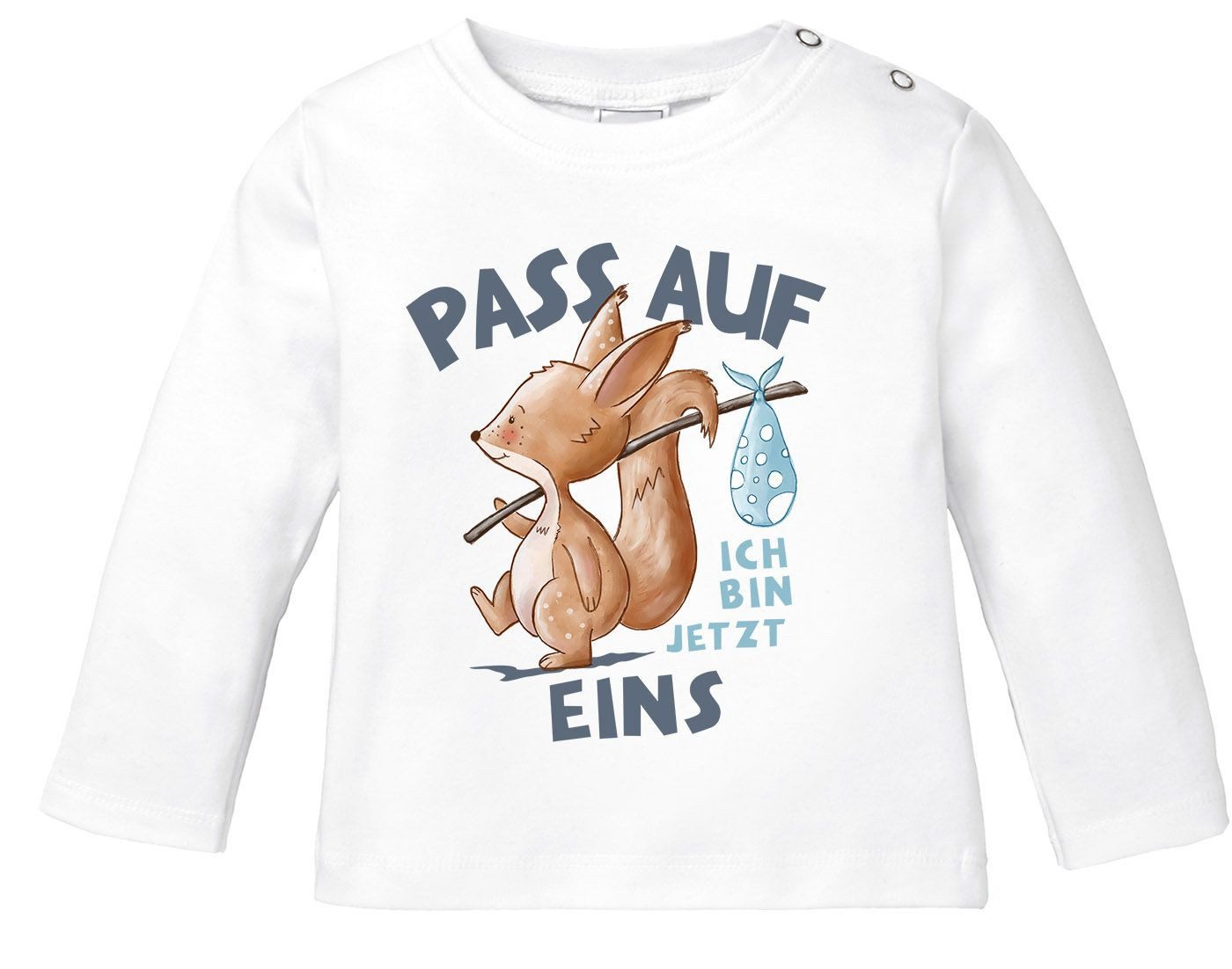 MoonWorks Body Baby Langarm-Shirt 1. Geburtstag mit Spruch Ich bin jetzt Eins, Zwei