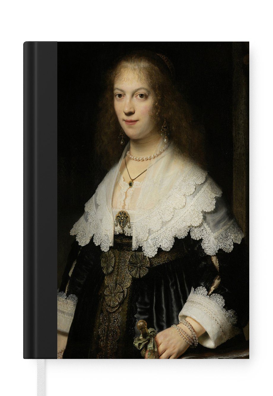 MuchoWow Notizbuch Porträt einer Frau, möglicherweise Maria Trip - Gemälde von Rembrandt, Journal, Merkzettel, Tagebuch, Notizheft, A5, 98 Seiten, Haushaltsbuch | Notizbücher