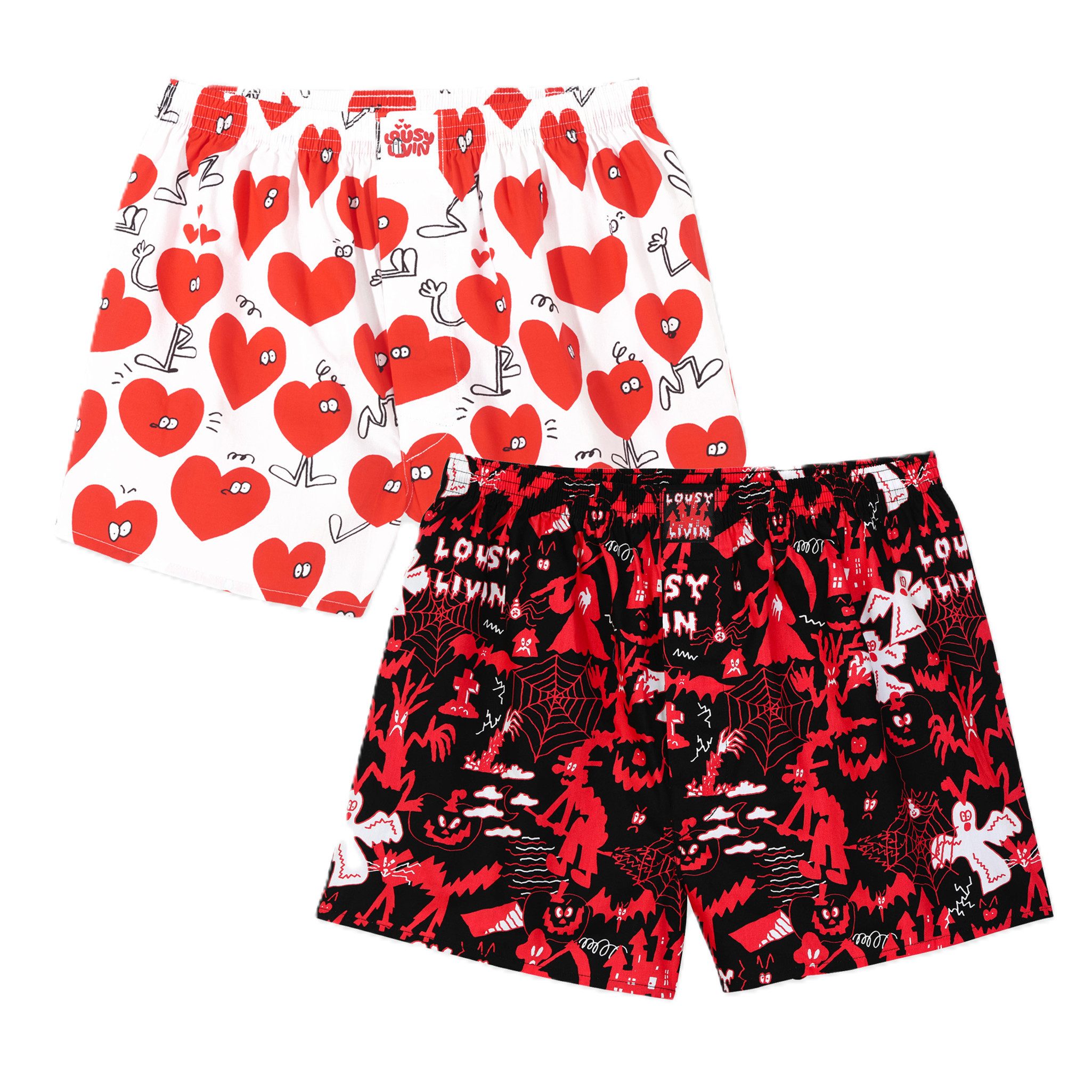 Lousy Livin Boxershorts Lousy Livin 2er Pack Boxershorts Valentines & Helloween (Boxershorts, Boxershorts)