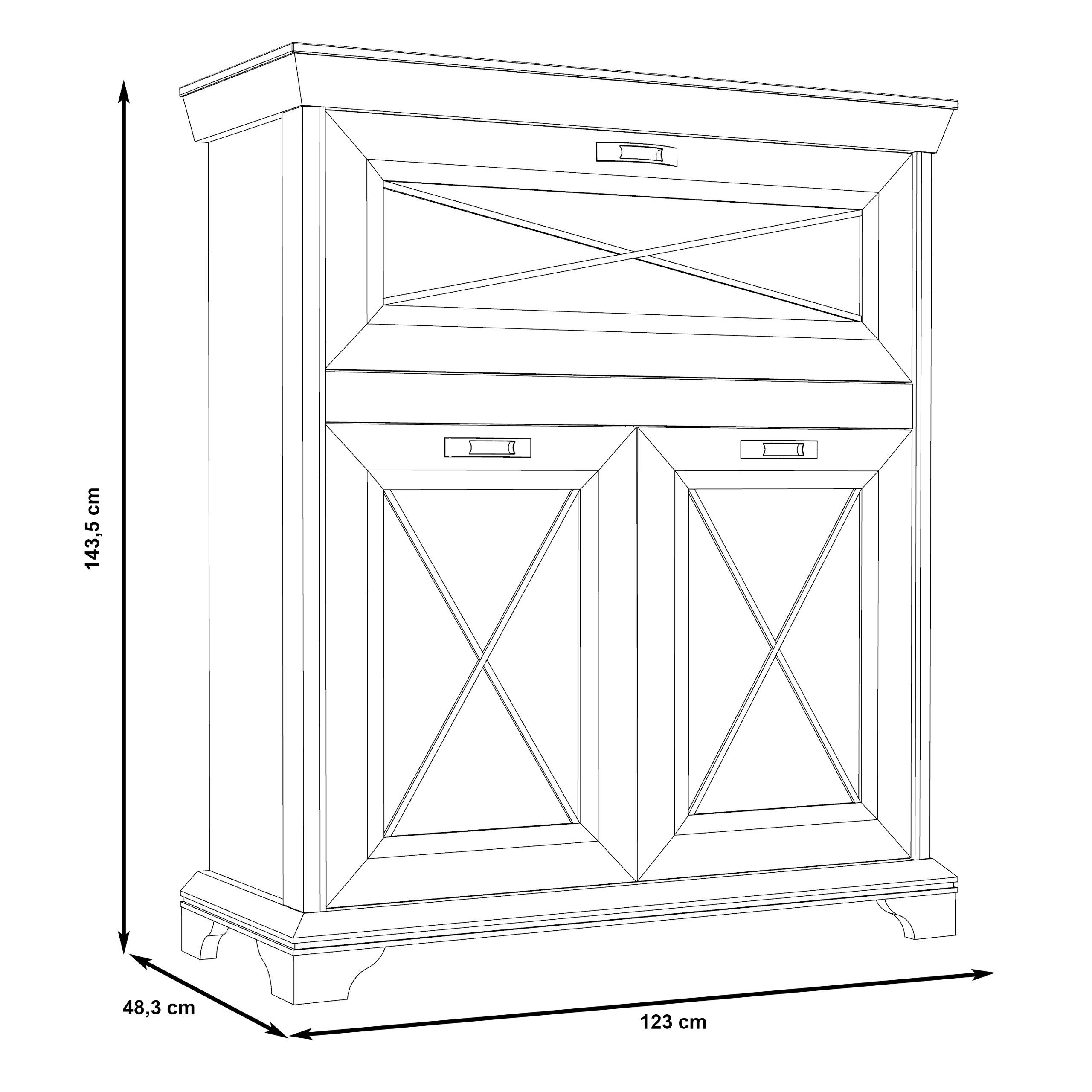 Newroom Kommode Salena, Kommode Pinie Weiß Modern Landhaus Sideboard Highboard Flur