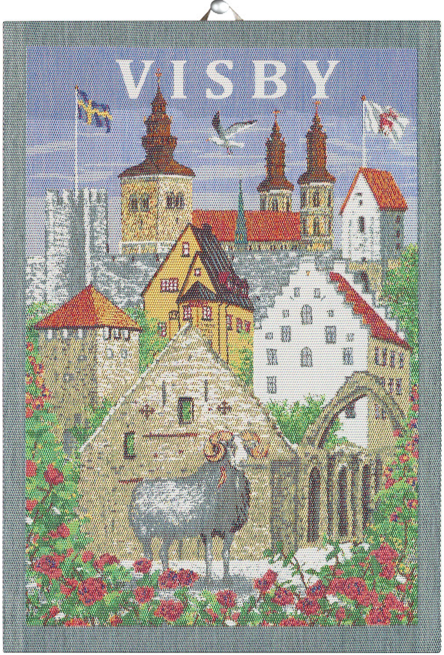 Ekelund Geschirrtuch Küchenhandtuch Visby 35x50 cm, (1-tlg., 1 x Geschirrtuch), Pixel gewebt (3-farbig)