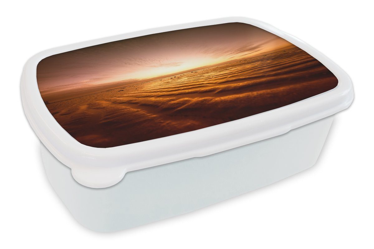 MuchoWow Lunchbox Dänemark - Himmel - Sonne, Kunststoff, (2-tlg), Brotbox für Kinder und Erwachsene, Brotdose, für Jungs und Mädchen weiß