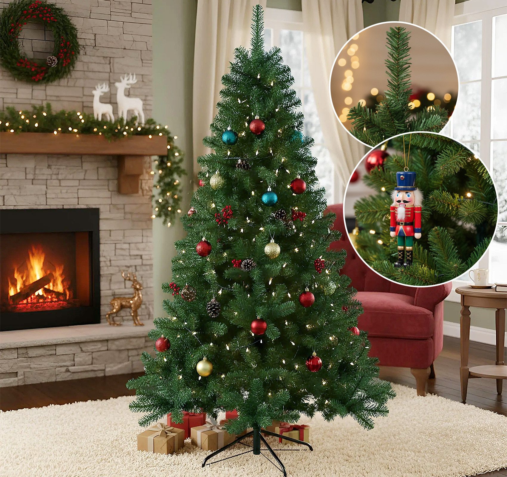 ElitVita Künstlicher Weihnachtsbaum Tannenbaum Künstlich 120/150/180 cm, mi günstig online kaufen