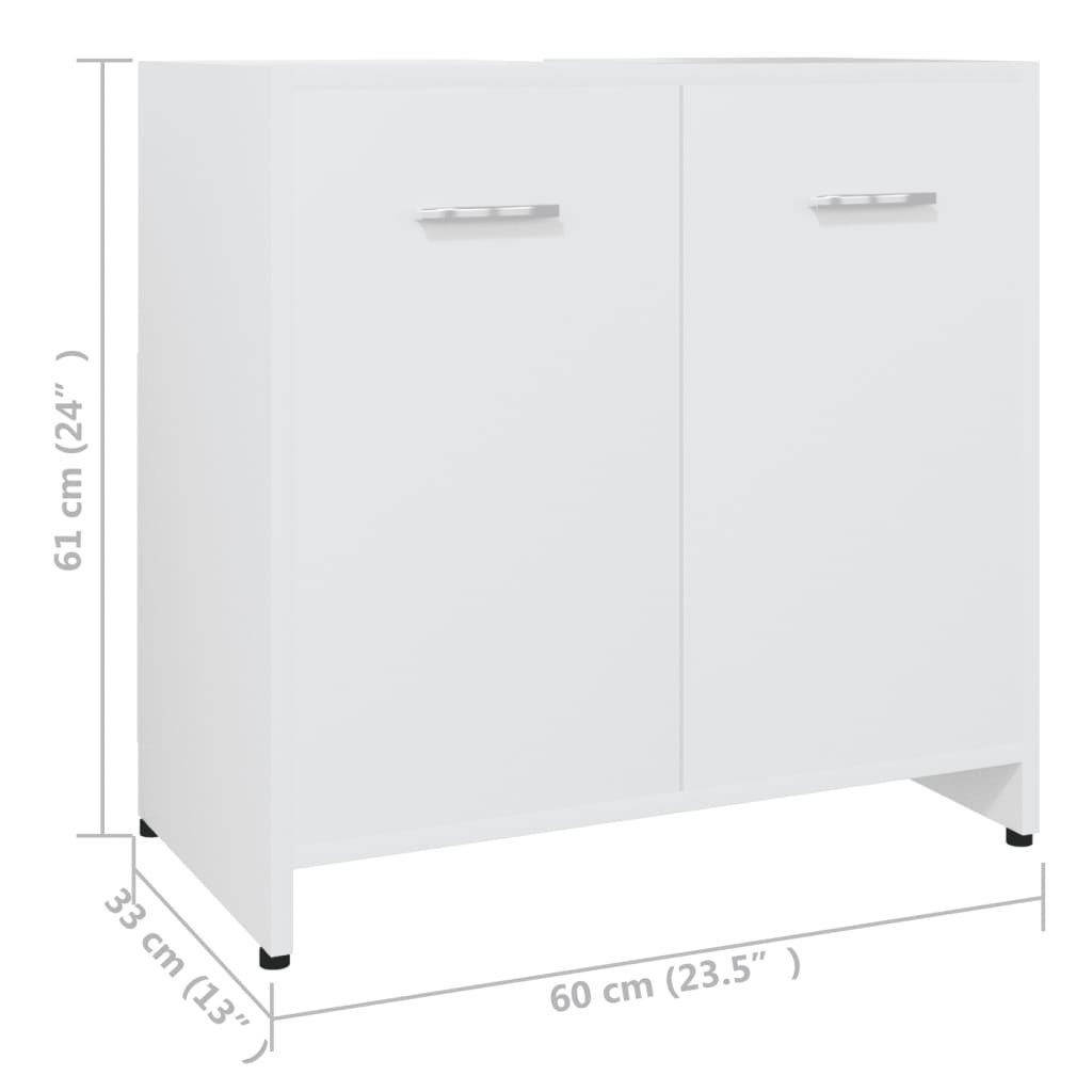 vidaXL Badezimmer-Set Weiß 60x33x61 cm Badezimmerschrank (1-St) Holzwerkstoff