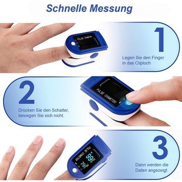HAC24 Pulsoximeter Pulsoxymeter OLED Finger Puls Messgerät Sauerstoff Blut Sauerstoffsättigung SpO2 Pulsoximeter, Inklusive Trageschlaufe, Tasche und Batterien