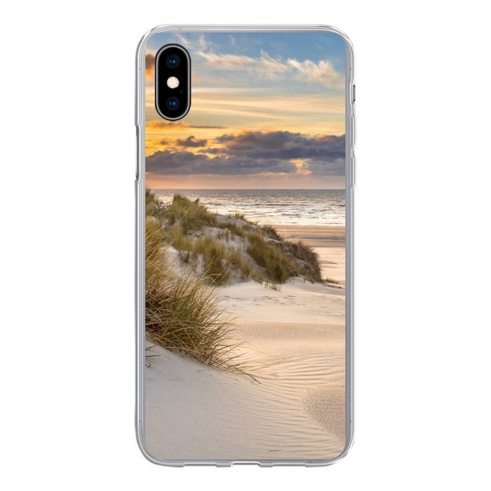 MuchoWow Handyhülle Strand - Düne - Gras - Sonnenuntergang - Meer Handyhülle Apple iPhone Xs Smartphone-Bumper Print Handy