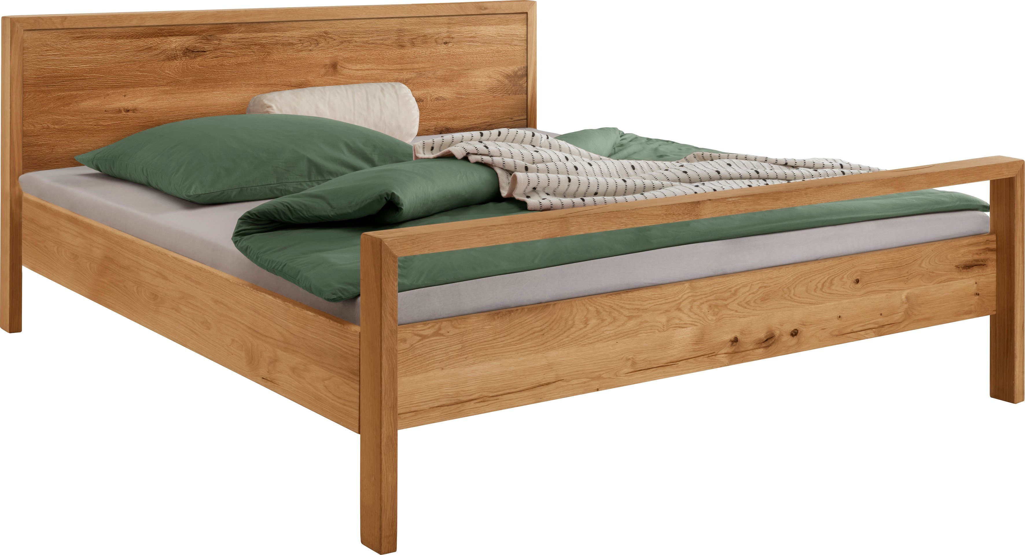 Home affaire Massivholzbett Huven, hohe Belastbarkeit: 200kg je Seite (in 4 Breiten, Einlasstiefe 16 oder 20cm), komplett aus massiver Eiche, FSC®-zertifiziert