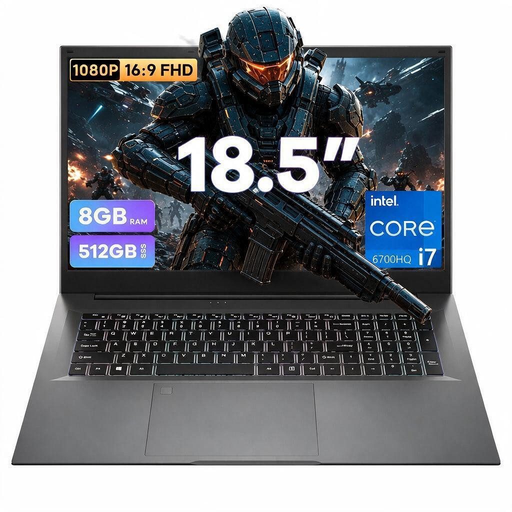 Jumper 18.5" Laptop Intel Core i7 4-Core, 8 GB 512 GB Windows 11 Studium Notebook (Intel@ CoreTM i7-6700HQ, 8 GB, 512 GB SSD, 4-core CPU)