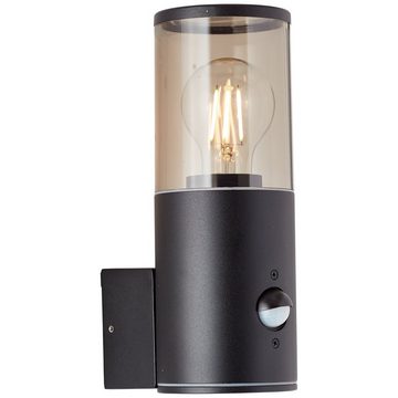 Lightbox Außen-Wandleuchte, Bewegungsmelder, ohne Leuchtmittel, Außenwandlampe stehend, 20 x 9 x 13 cm, E27, IP44, matt schwarz
