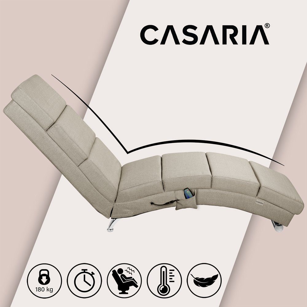 Casaria Relaxliege London Massage, 1 Teile, Massage Heizfunktion 186x89x55cm Stoff Gepolstert 180kg Belastbarkeit – Bild 4 von 5