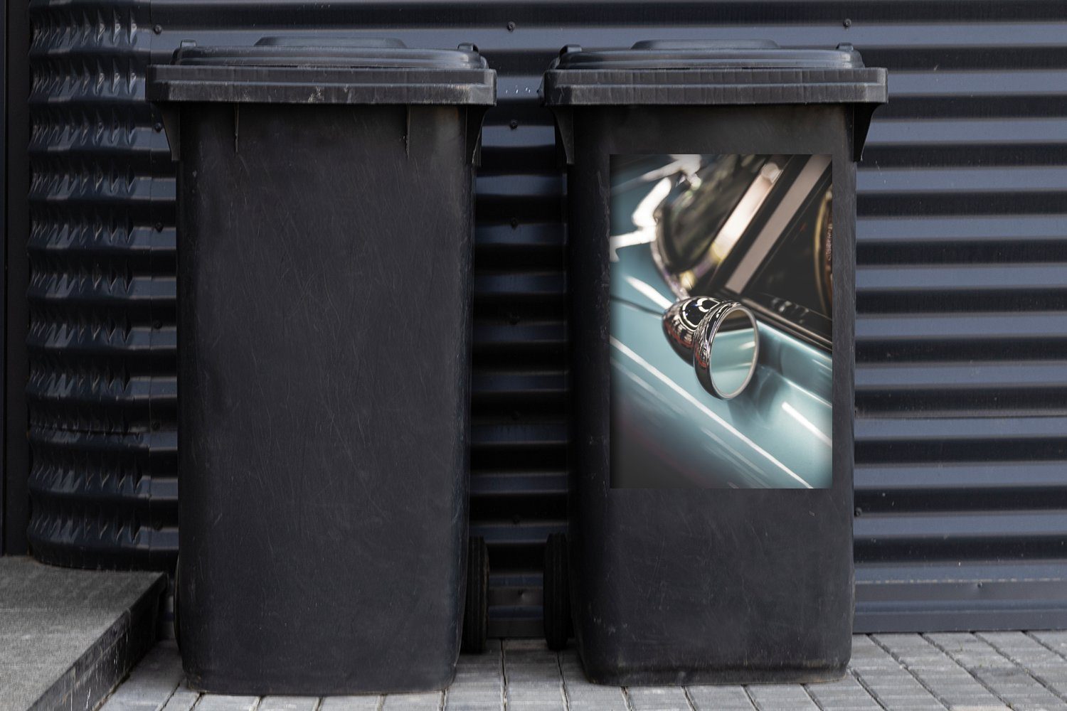 Abfalbehälter - Container, (1 Oldtimer Mülleimer-aufkleber, Wandsticker Sticker, - Mülltonne, MuchoWow Spiegel St), Auto