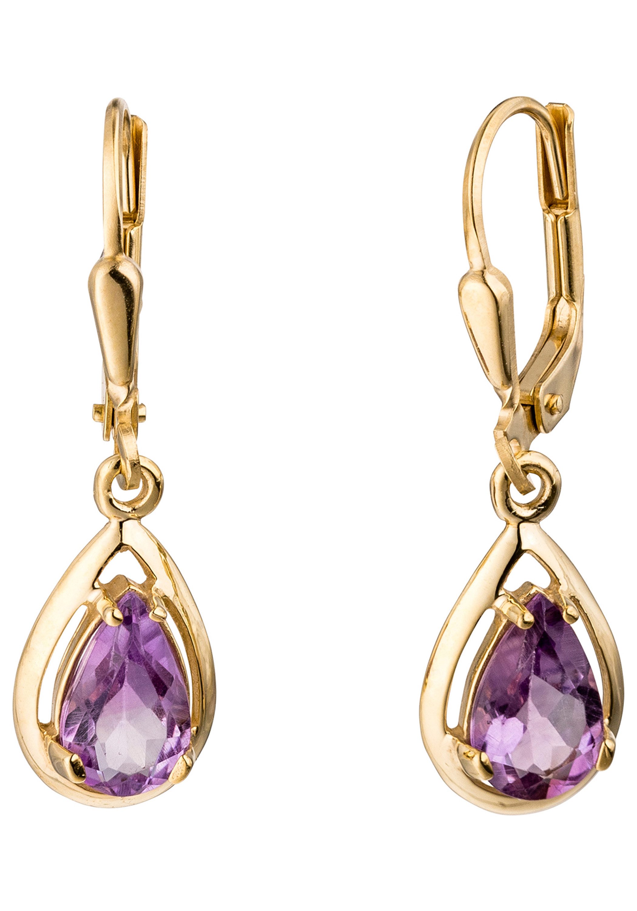 JOBO Paar Ohrhänger, Tropfen 333 Gold mit Amethyst günstig online kaufen
