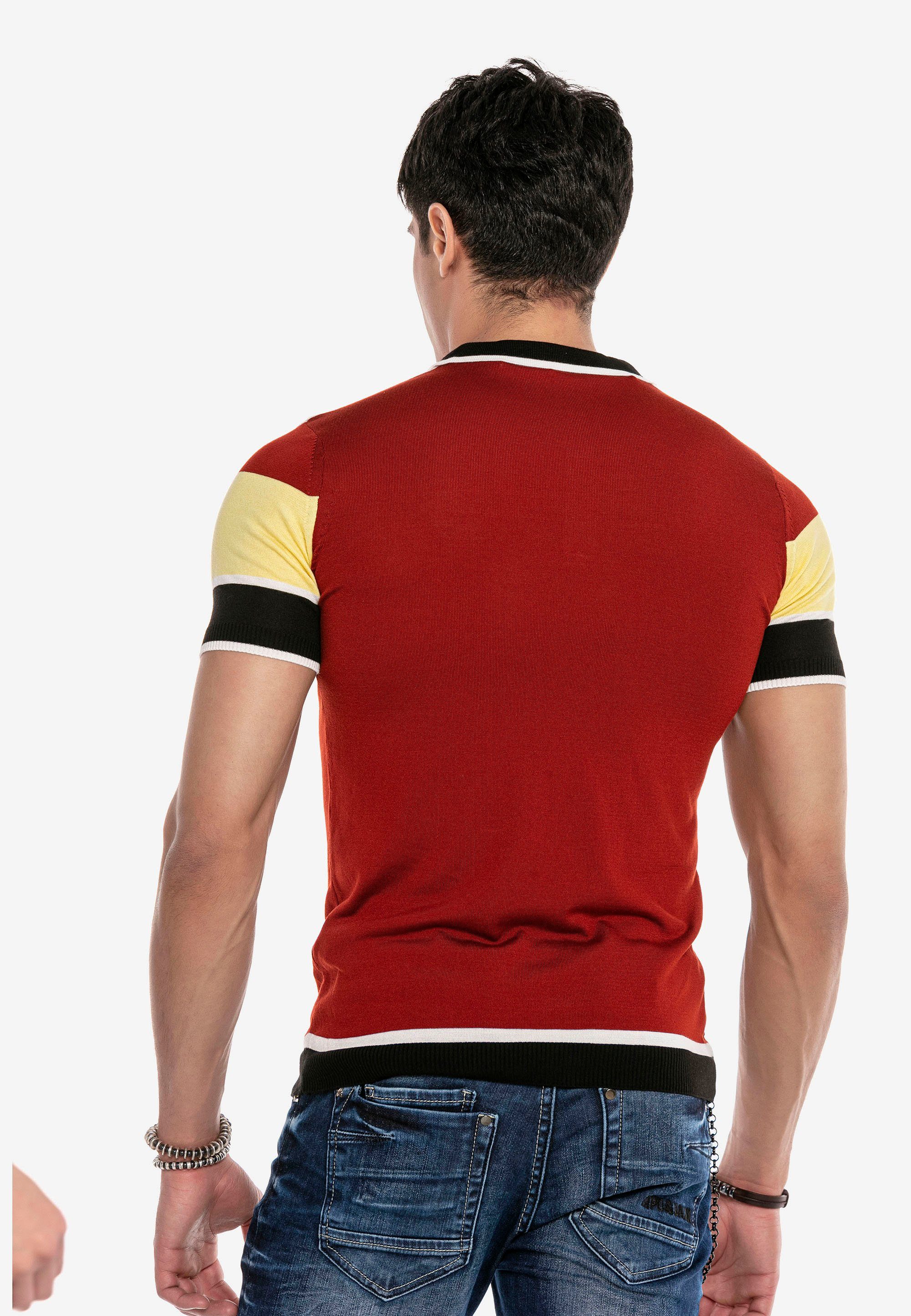 Strickdesign Baxx rot Poloshirt & im Cipo modernen