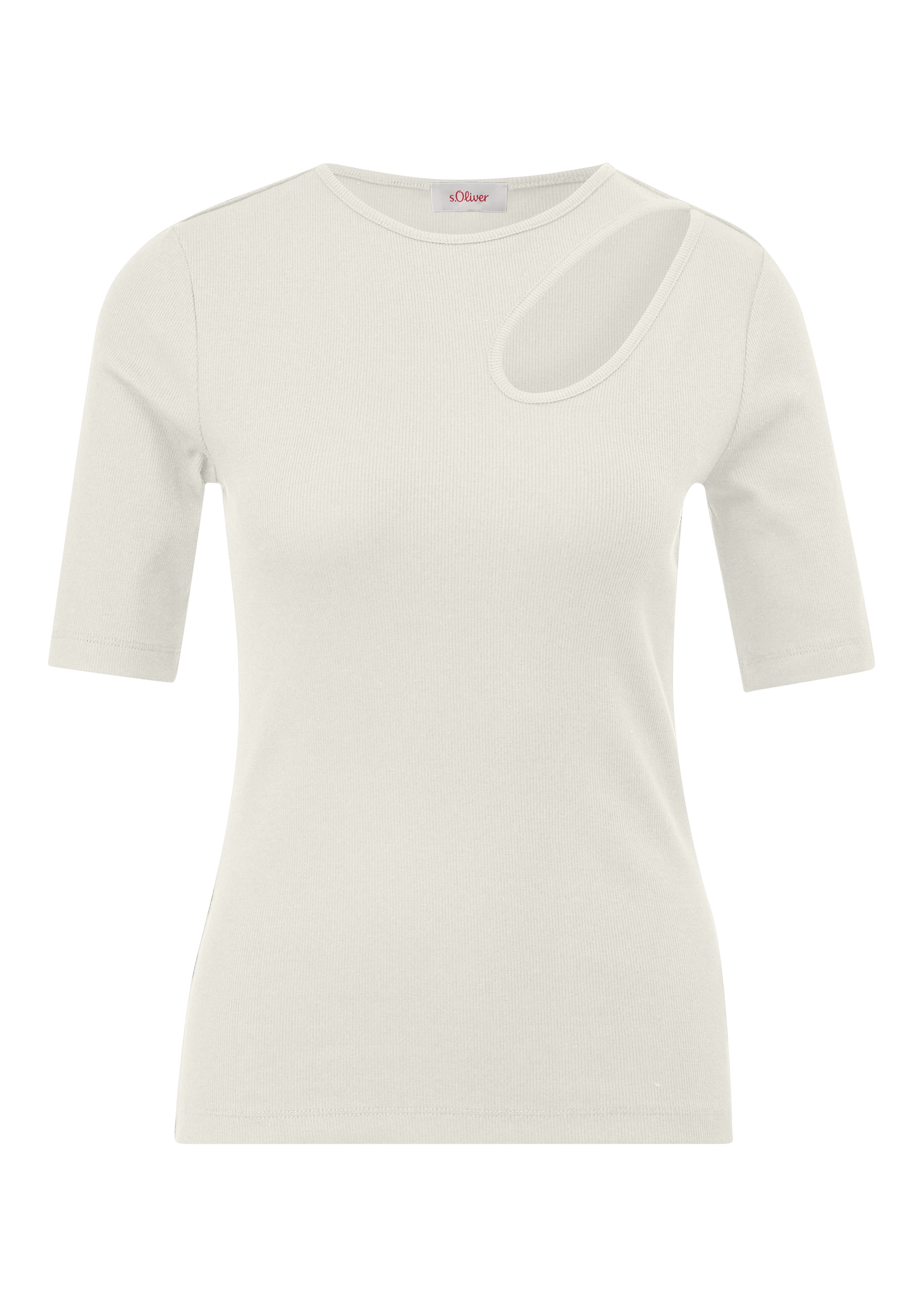 s.Oliver Kurzarmshirt Elastisches Rippshirt mit Cut-out günstig online kaufen