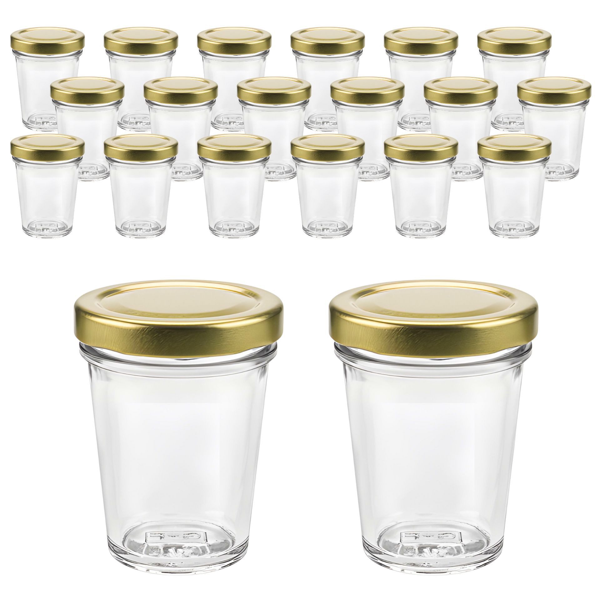 mikken Einmachglas kleine Bechergläser 65 ml mini Gläschen mit Etiketten, (Spar-Set, 20er Set), Sturzform