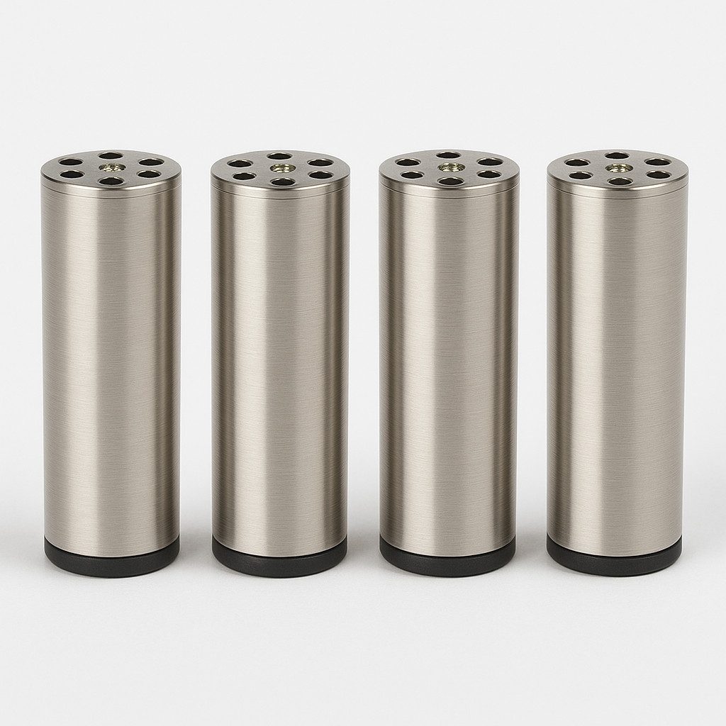 HOOZ Möbelfuß Möbelfüße 4er Set Edelstahl gebürstet – Silber matt – 80–150 mm, (Set, 4-St., 8 cm), in 4 verschiedenen Größen