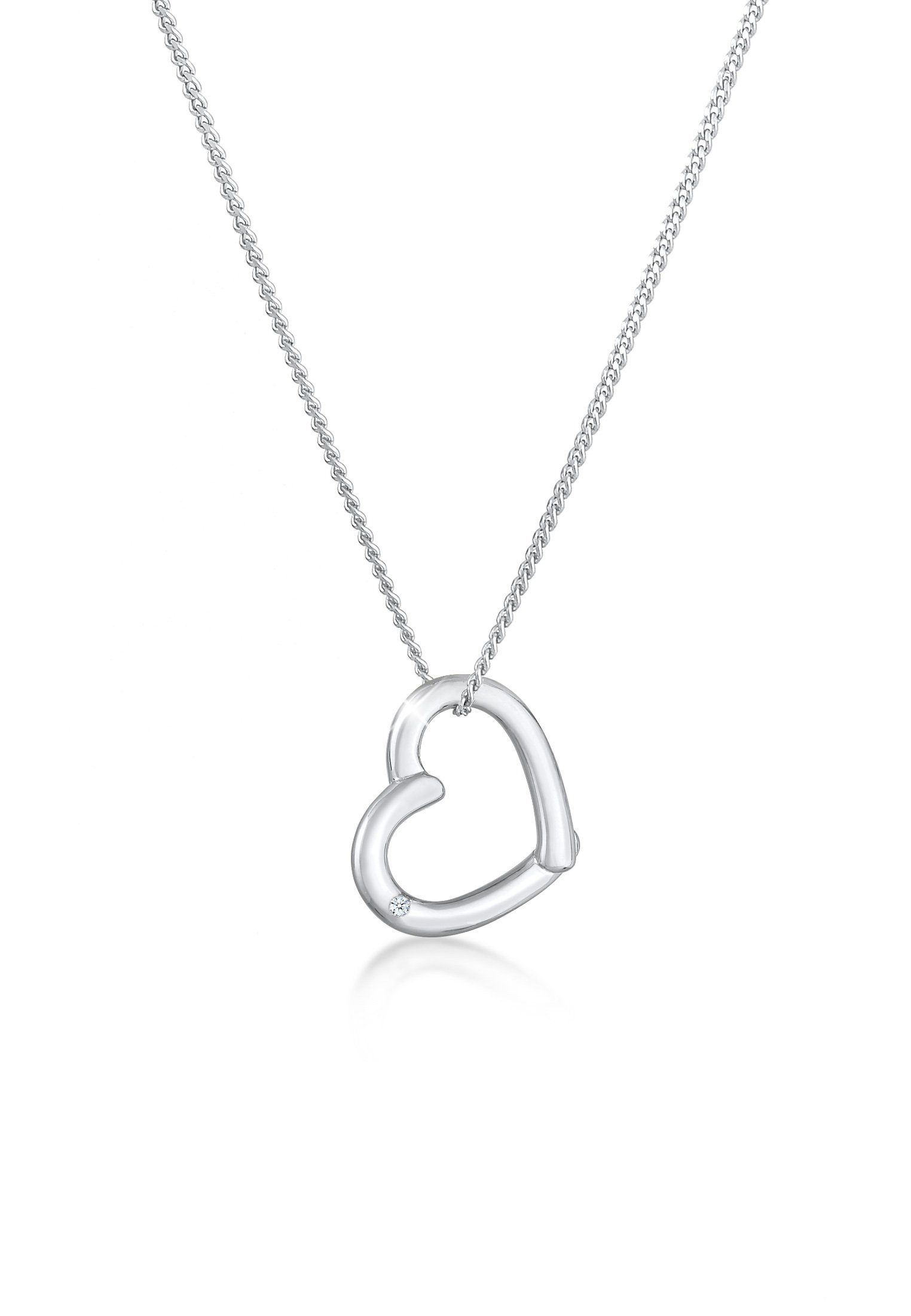 Collierkettchen Herz Anhänger mit Diamant (0.02 ct) 925 Silber