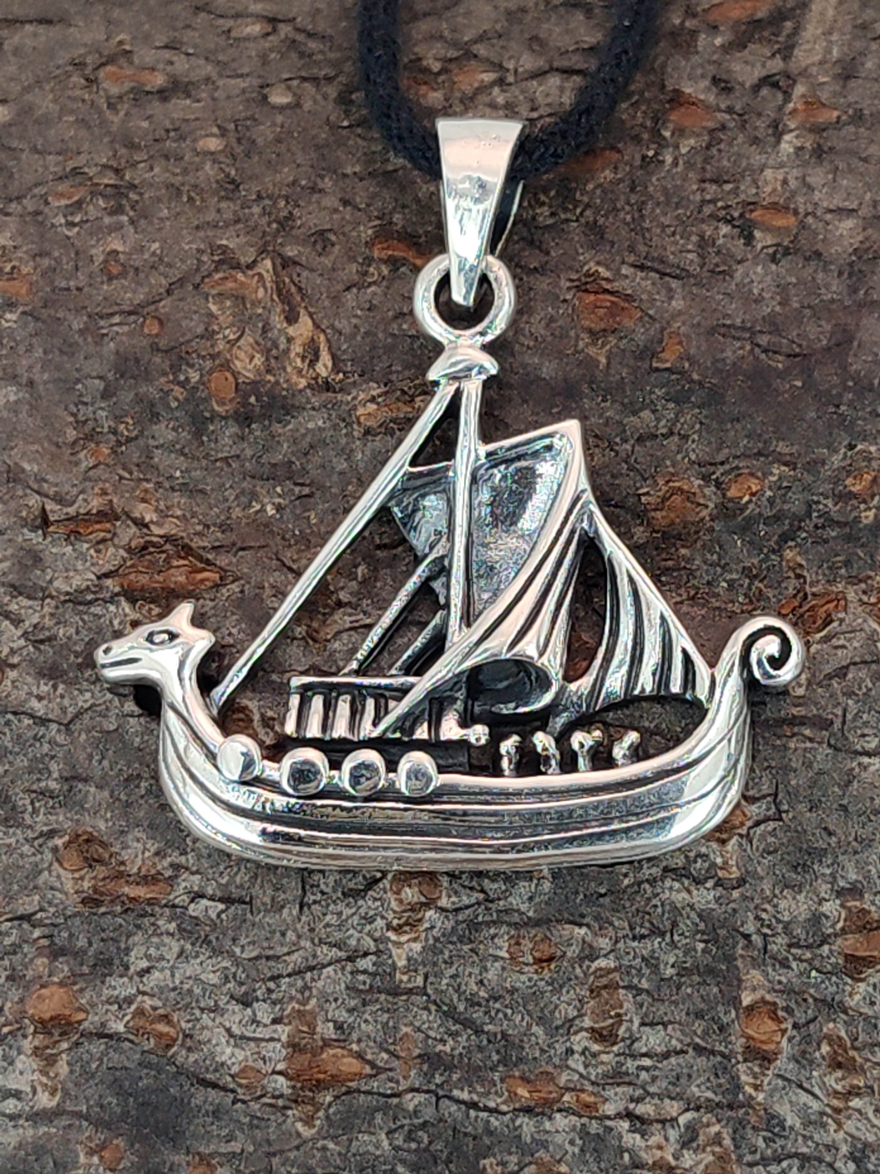 Kiss of Leather Kettenanhänger Wikingerschiff Anhänger 925 Silber Wikinger Schiff Boot Drachenboot