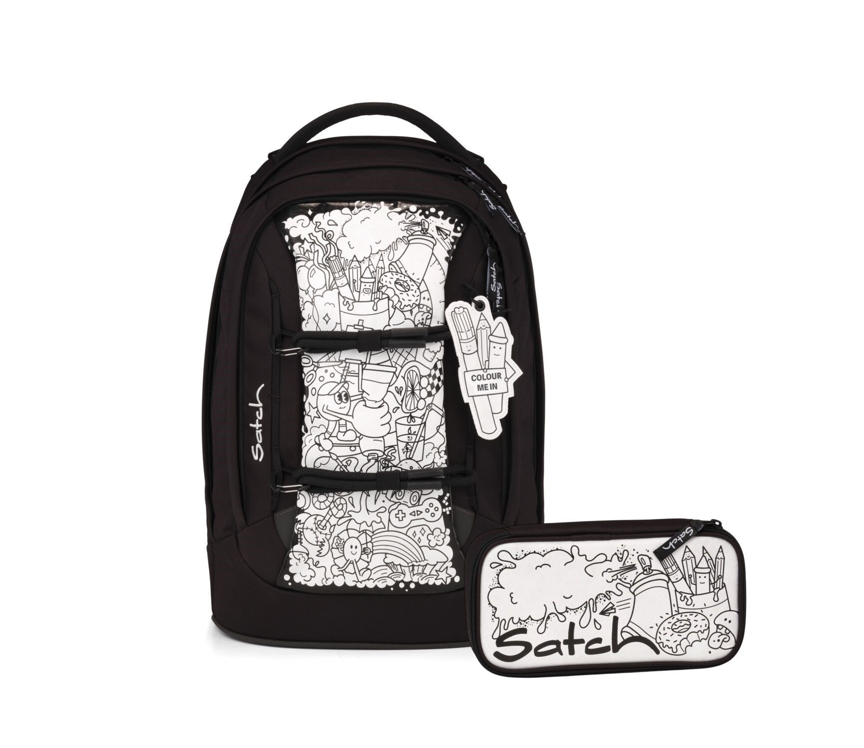 Satch Schulranzen Schulrucksack-Set PACK Artist 2-teilig (2-teilig), ergonomisch, Your-Size-System, 5 Fächer