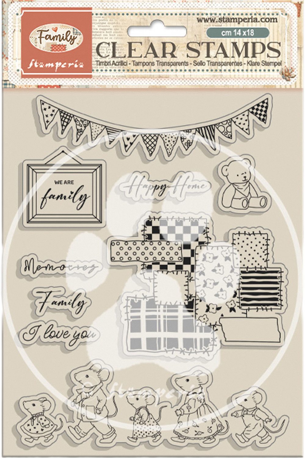 Stamperia Stempel Clear-Stamps Family - Party, 9 Stück