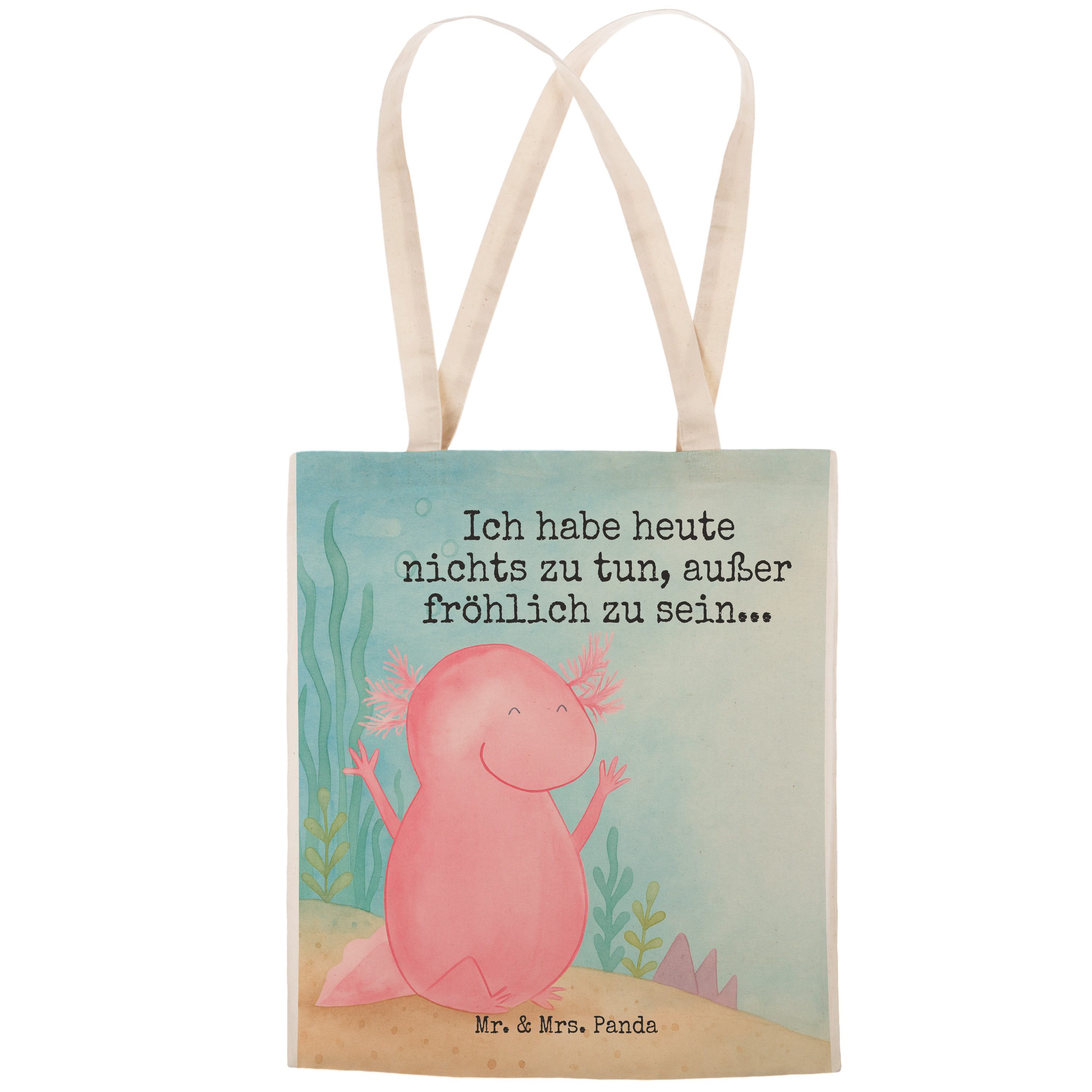 Mr. & Mrs. Panda Tragetasche Axolotl Hurra Design, (Packung), Axolot Geschenk einkaufsshopper