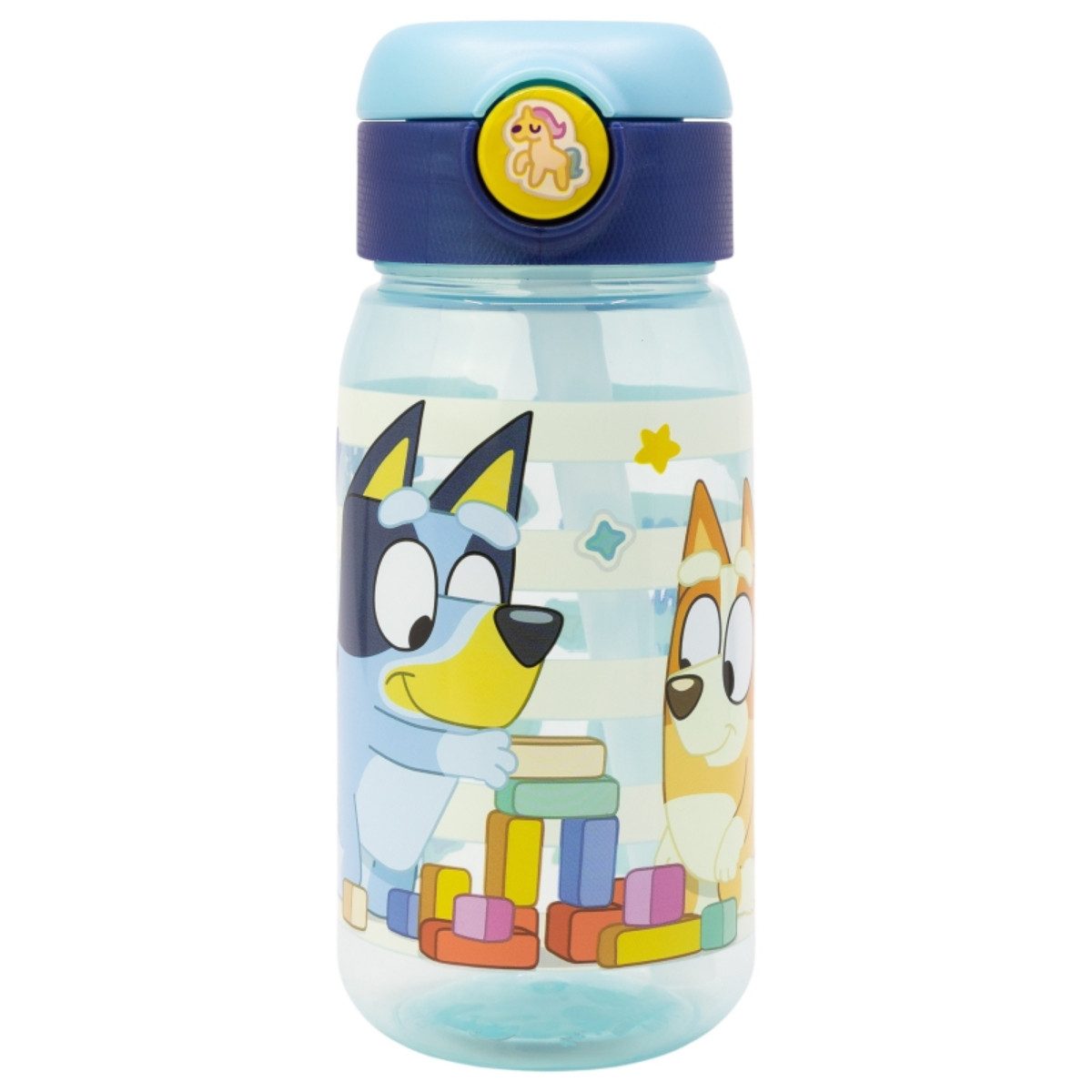 Storline Trinkflasche Bluey Wasserflasche 510ml mit Trinkhalm & Deckel
