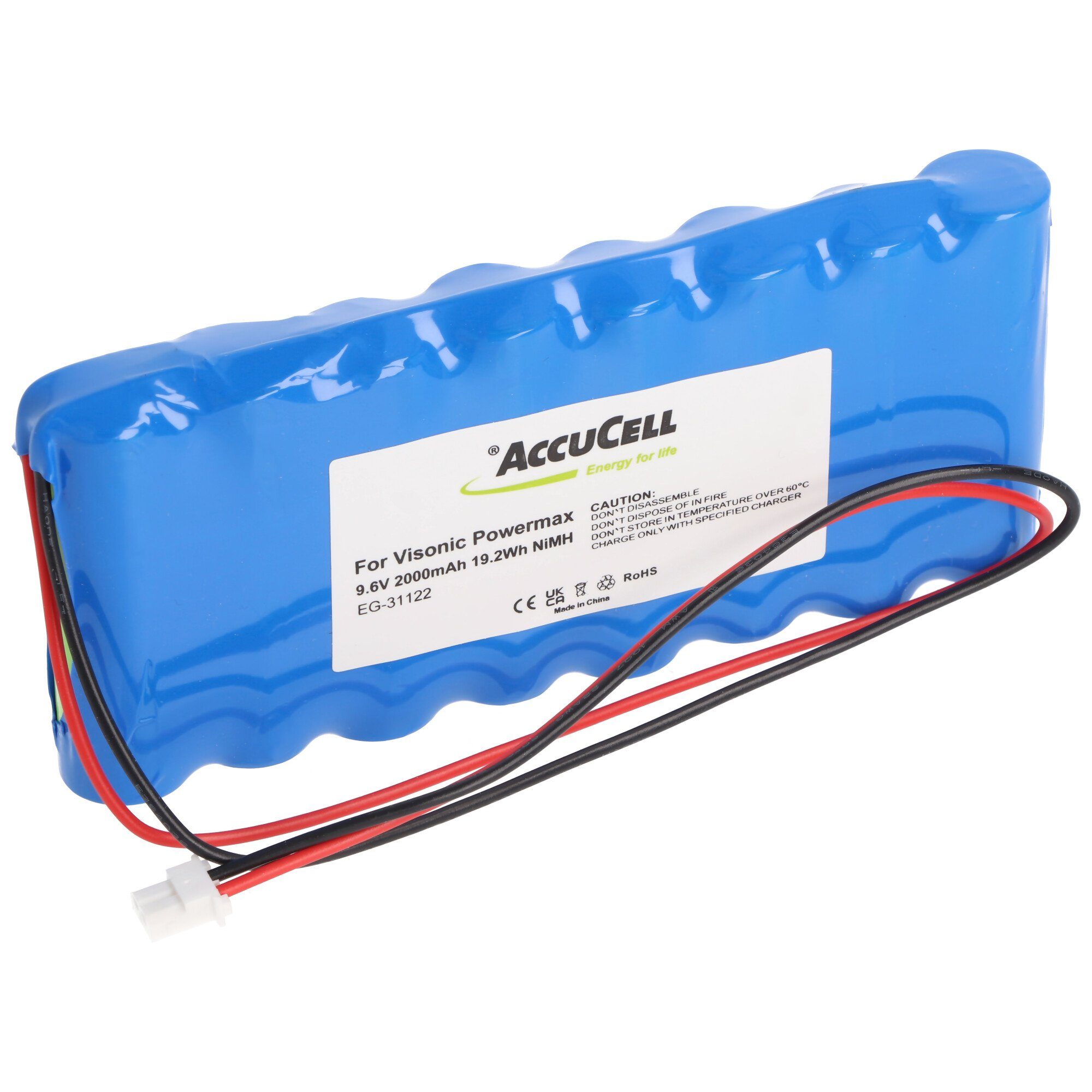 AccuCell Akku passend für Visonic Powermax. Pro Akku 0-9912-G, 103-300672, GP1 Akku 1800 mAh (9,6 V)