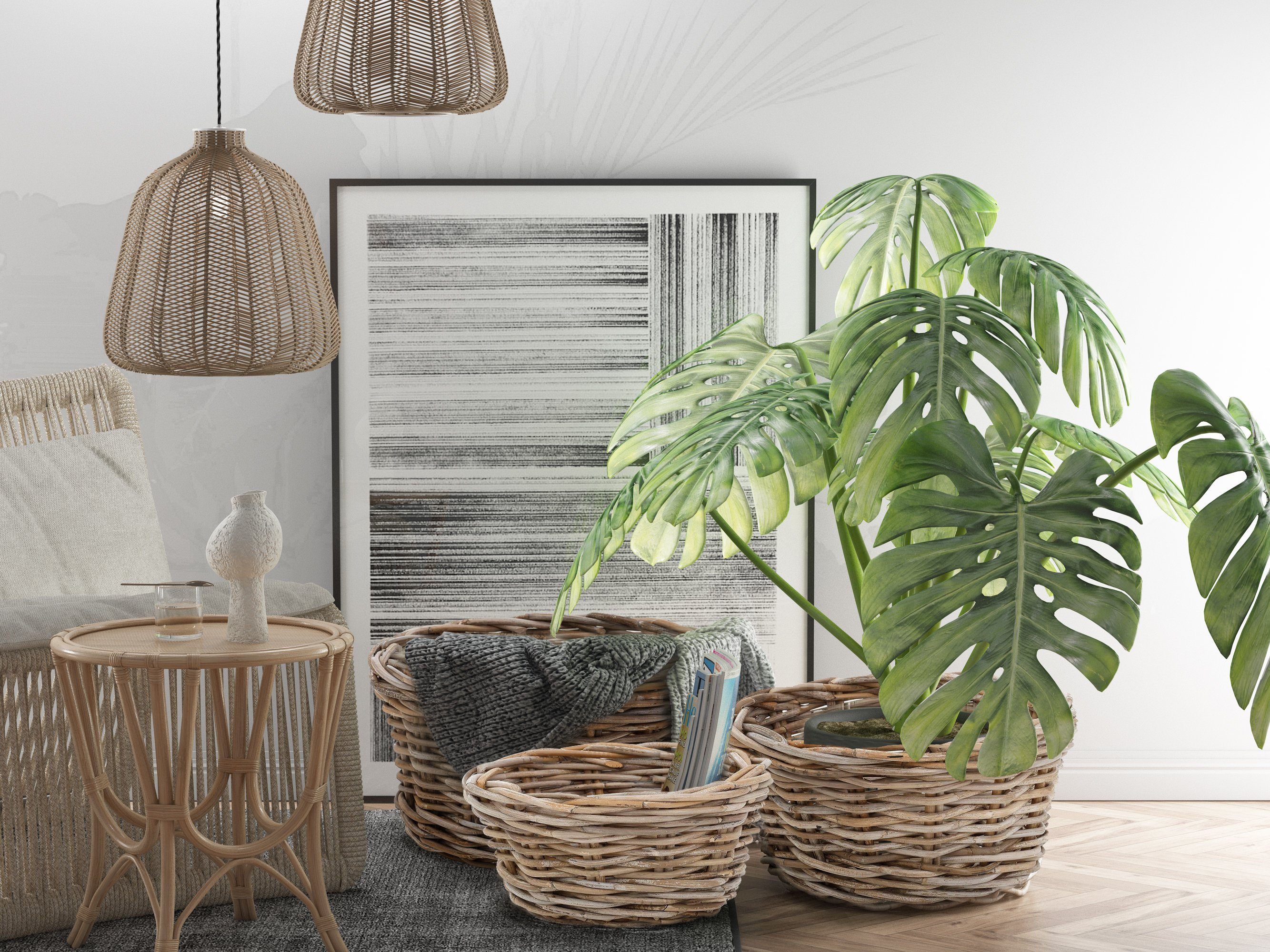 loft24 Flechtkorb Prima (3 St), Korb, rund, Aufbewahrungskorb, Badezimmer Korb