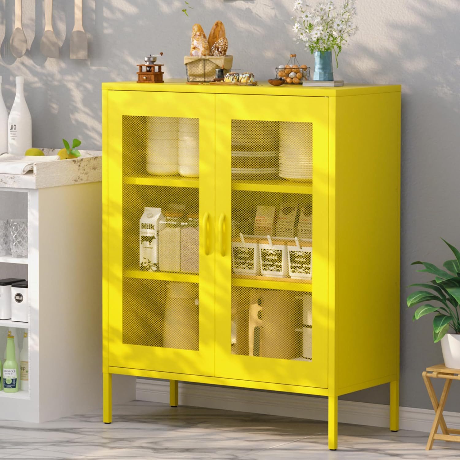 MetaCate lnov Beistellschrank Metall-Schrank mit Maschendrahttür, Sideboard günstig online kaufen