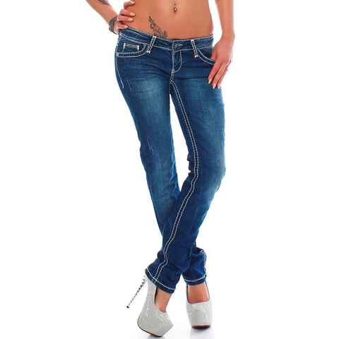 Cipo & Baxx 5-Pocket-Jeans Low Waist Hose BA-CBW0232 Stonewashed mit Stretch und Dicken Nähten