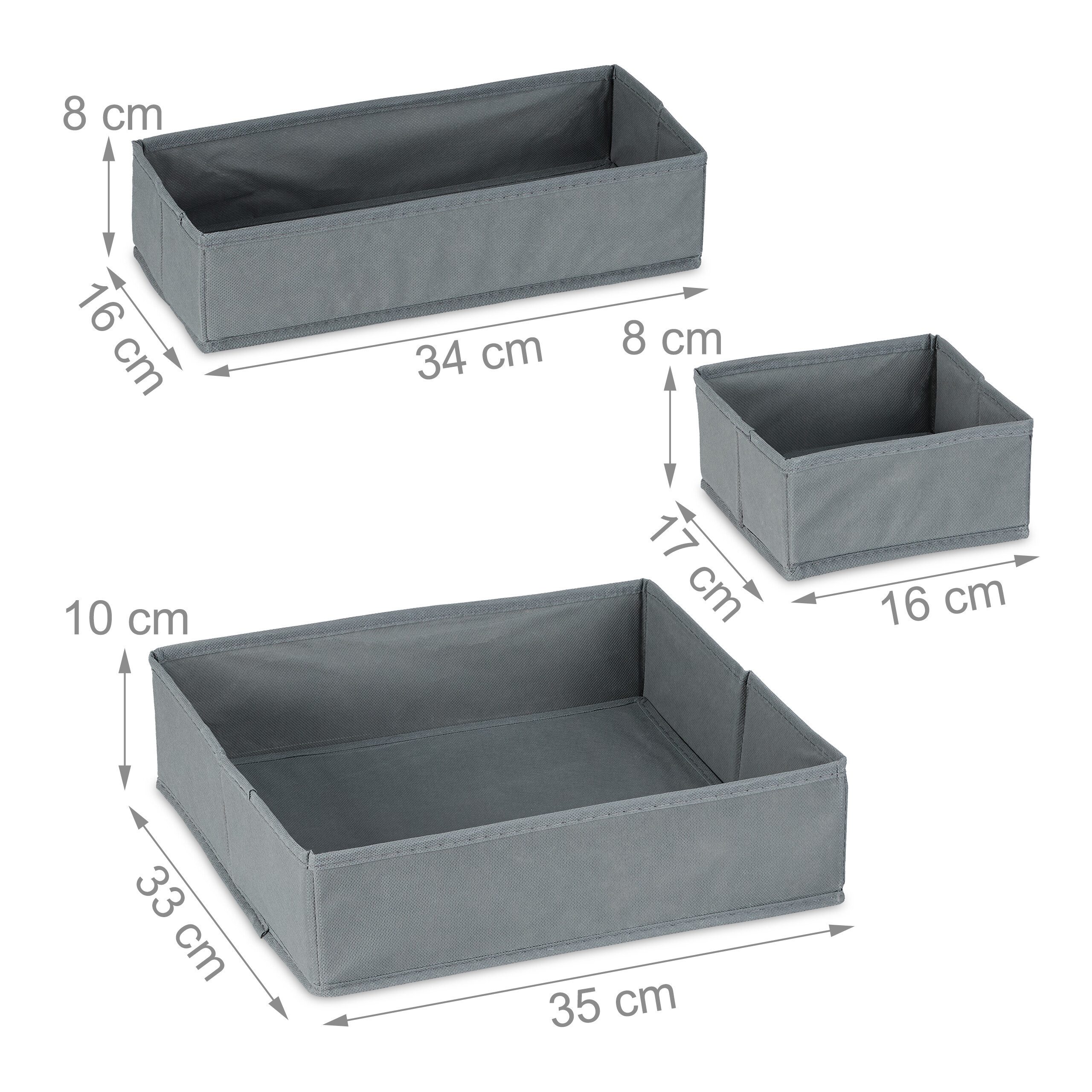 relaxdays Schubladeneinsatz 4-teiliger Schubladen Organizer Vlies (4 St., 4er Set) – Bild 4 von 5