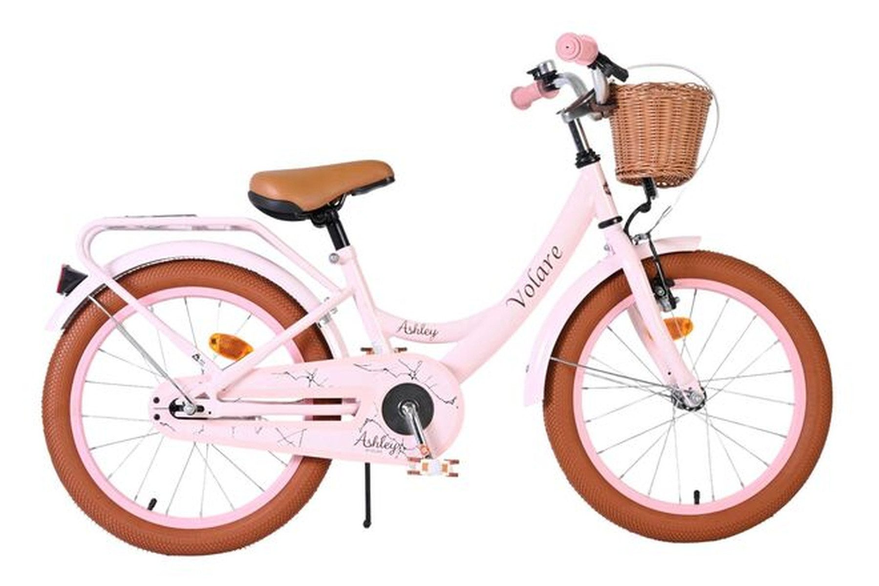 Volare Kinderfahrrad Ashley Mädchen 18 Zoll Rosa – mit Rücktrittbremse & höhenverstellbar, Geschlossener Kettenkasten, Luftreifen auf Stahlfelgen,5 cm