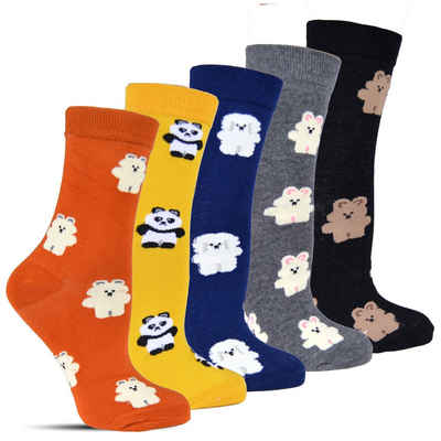 Socked Freizeitsocken bunte Damensocken (10-Paar) bunte lustige Motive, Frauensocken