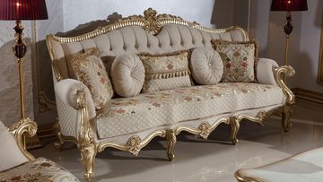 Casa Padrino Couchtisch Casa Padrino Luxus Barockstil Wohnzimmer Möbel Set Grau / Weiß / Gold