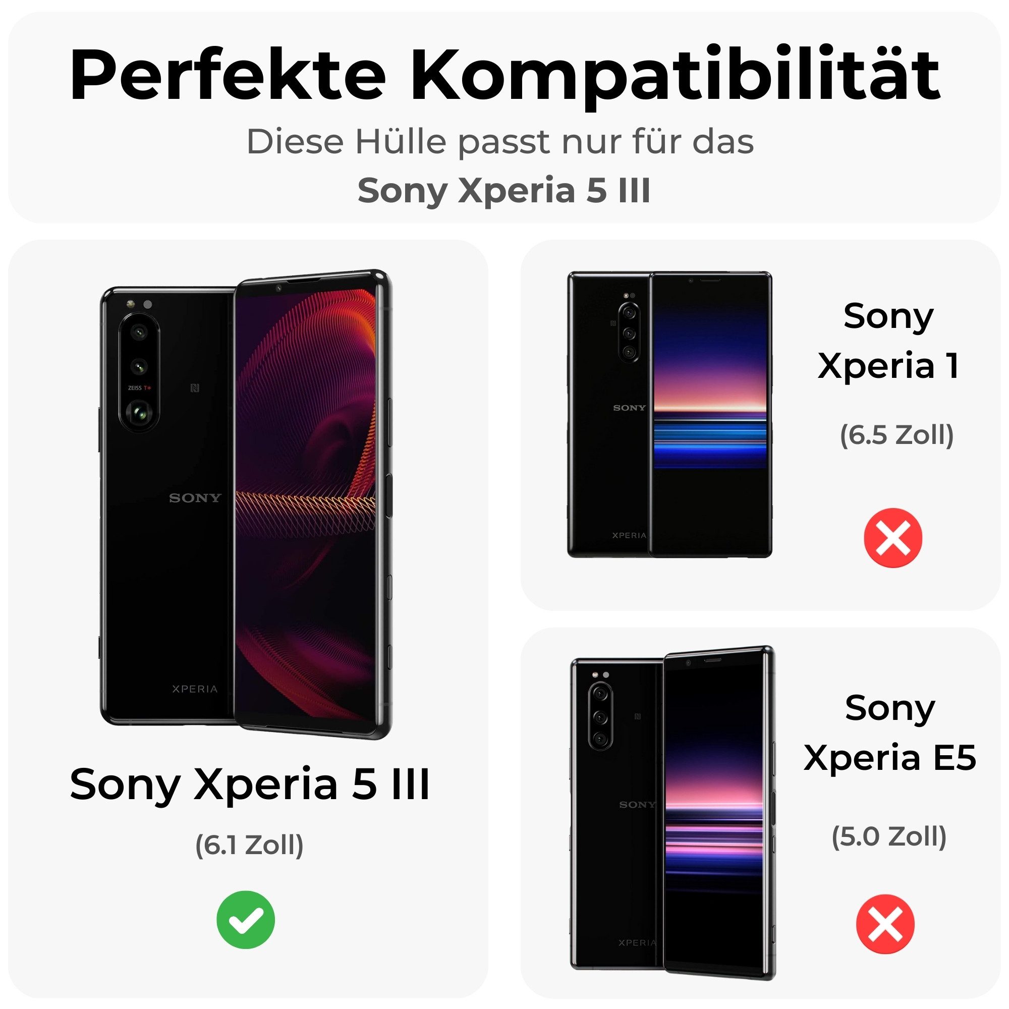 betterfon Handyhülle Handytasche für Sony Xperia Klapphülle Flip Case, 3 Kartenfächer, Magnetverschluss & Standfunktion im Lederlook