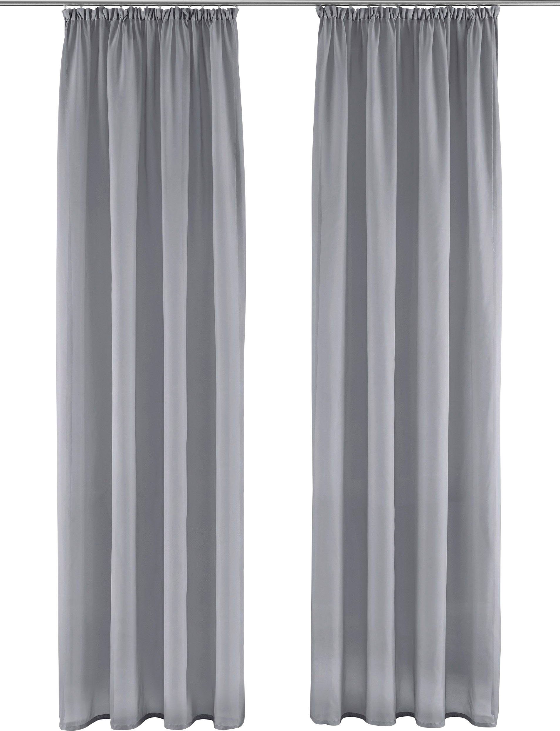 Gardine XANA, my home, Kräuselband grau (1 Voile, Polyester, einfarbig, pflegeleicht Schal, St), transparent, 1