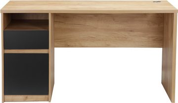 Places of Style Schreibtisch CRACO, Computertisch, Kabeldurchlass, mit offenem Fach, Schublade und Tür, Breite 140 cm