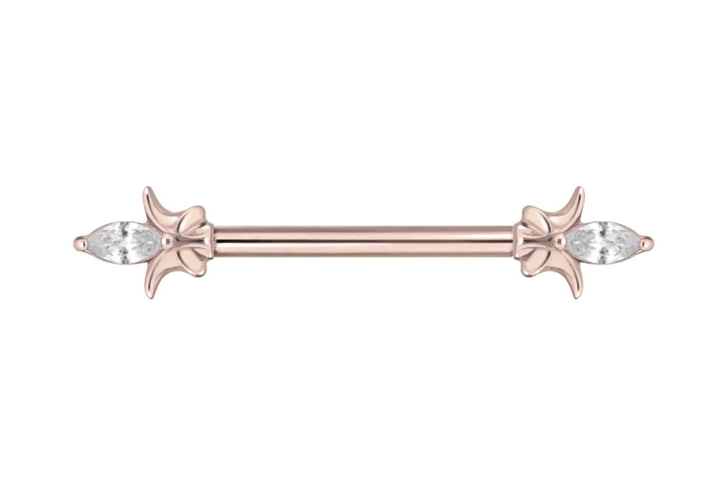 Brustwarzenpiercing Titan Barbell mit Push Fit KRISTALLSPITZE