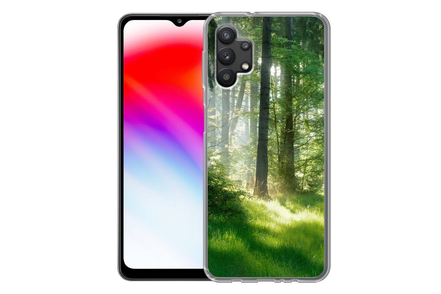 MuchoWow Handyhülle für Samsung Galaxy A32 5G Natur - Bäume - Wald - Grün - Sonne - Gras -, Smartphone-Bumper, Print, Handy Schutzhülle Dünn