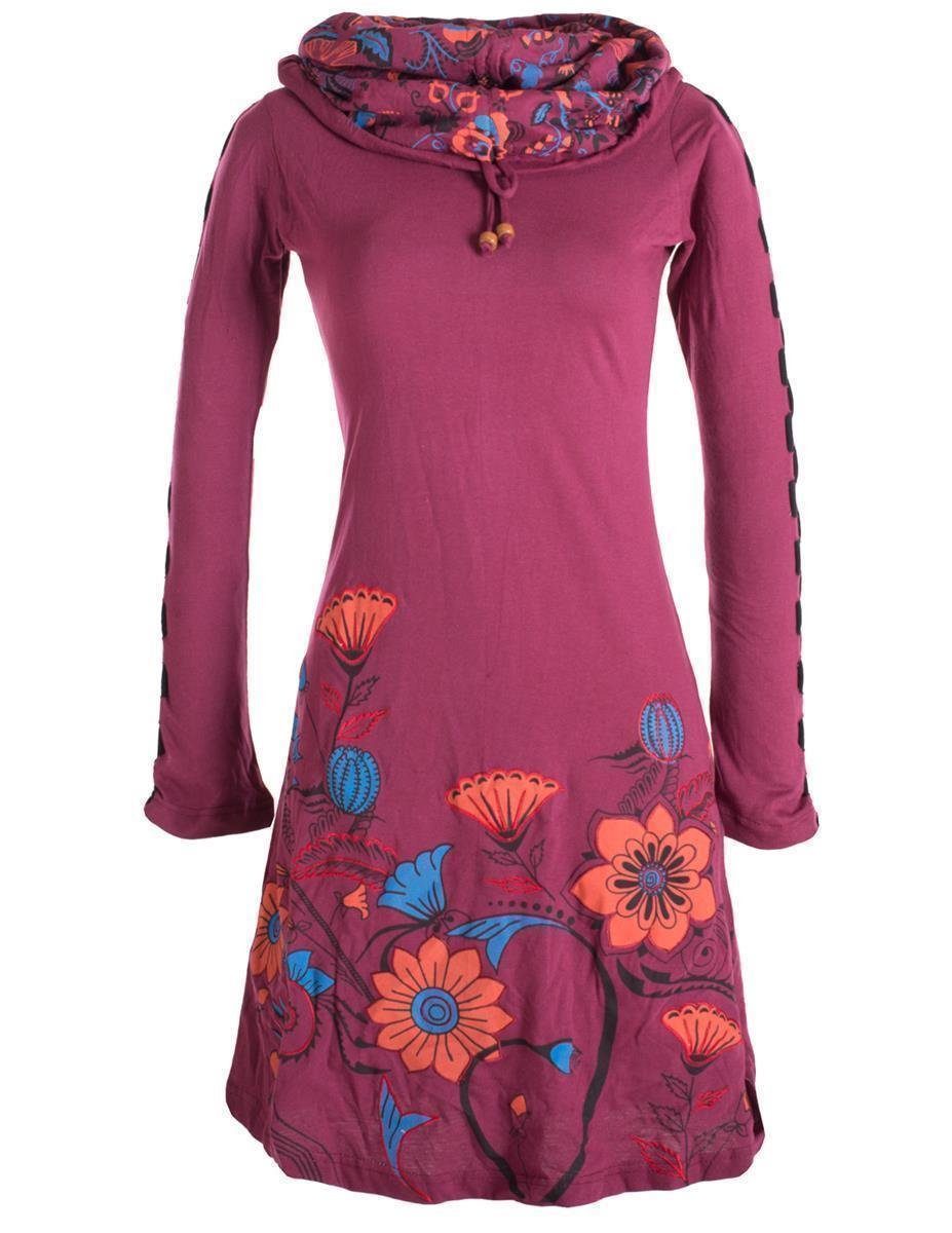 Vishes Midikleid Langärmliges Blumenkleid mit Schalkragen günstig online kaufen