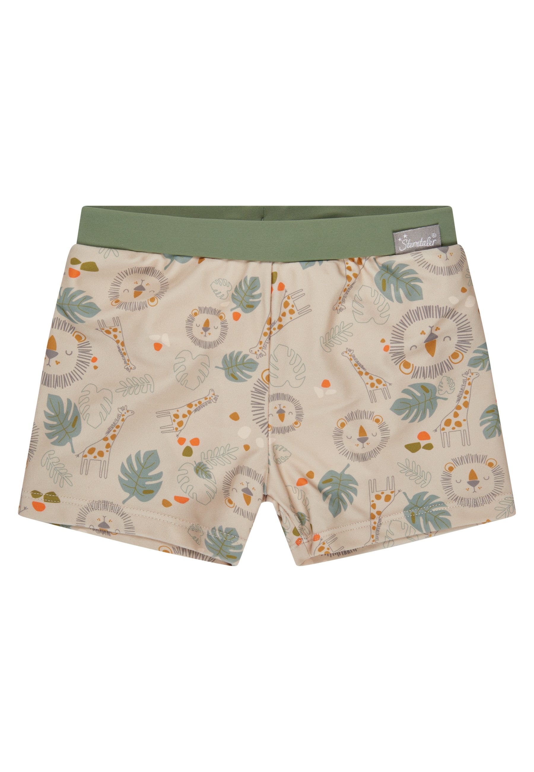 Sterntaler® Badehose UV-Schutz 50+ Badeshorts Safari (1-St) Badeshorts mit Safari-Muster & Kordel, Windeleinsatz bis 86/92